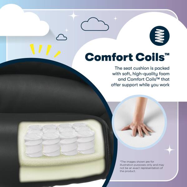 MW TM Comfort Coils  
The seat cushion is packed with soft, high-quality foam and Comfort Coils™ that offer support while you work.  
*The images shown are for illustration purposes only and may not be an exact representation of the product.