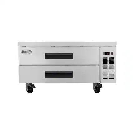 Front. Koolmore - 48 in. Commercial Chef Base Refrigerator Storage Cabinet , Pull-Out Drawers, Rolling Caster Wheels, ETL Listed - Stainless-Steel.