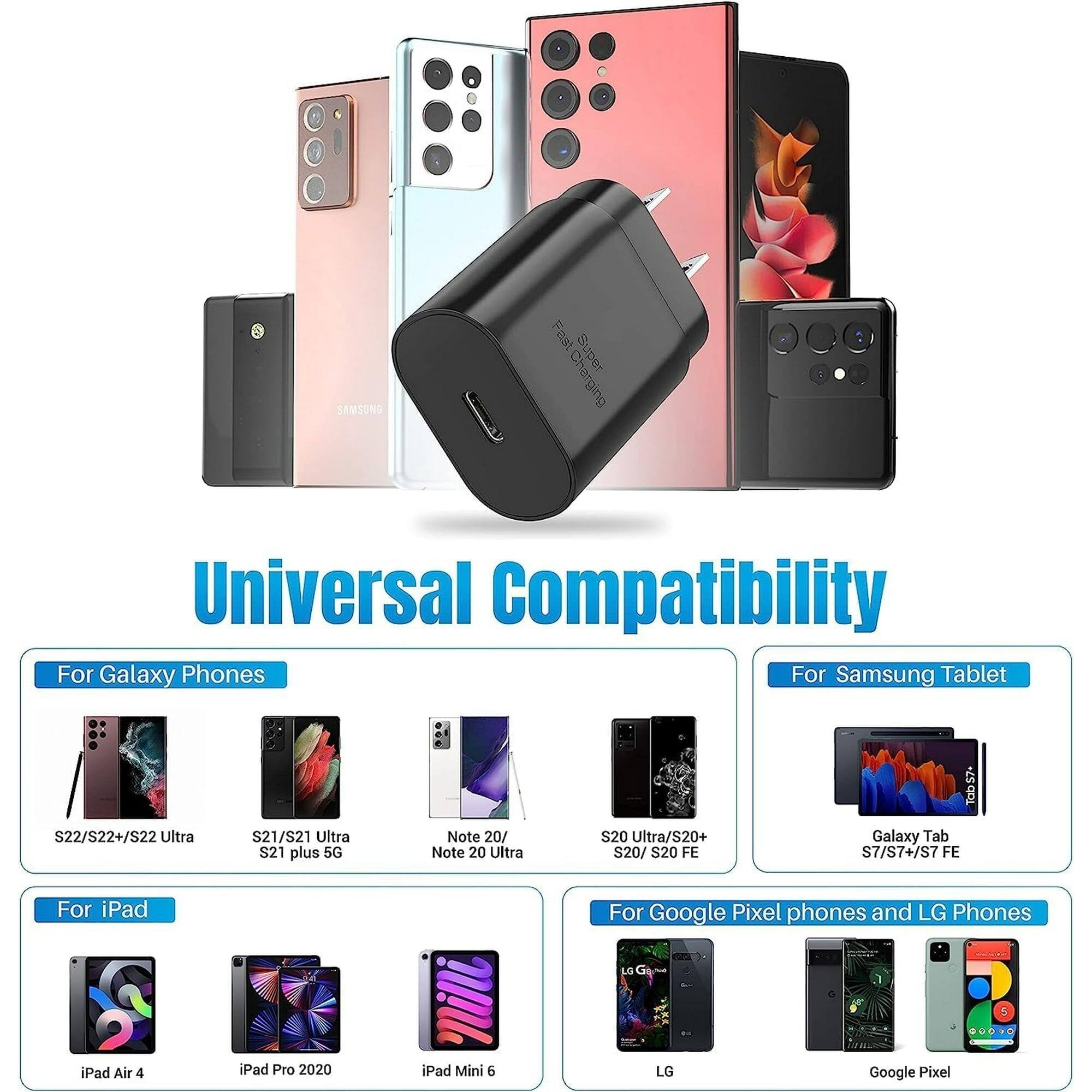 **Universal Compatibility**

**For Galaxy Phones**
- S22/S22+/S22 Ultra
- S21/S21 Ultra S21 plus 5G
- Note 20/ Note 20 Ultra
- S20 Ultra/S20+/ S20/ S20 FE

**For Samsung Tablet**
- Galaxy Tab S7/S7+/S7 FE

**For iPad**
- iPad Air 4
- iPad Pro 2020
- iPad Mini 6

**For Google Pixel phones and LG Phones**
- LG
- Google Pixel

**For Galaxy Phones**
- S22/S22+/S22 Ultra
- S21/S21 Ultra S21 plus 5G
- Note 20/ Note 20 Ultra
- S20 Ultra/S20+/ S20/ S20 FE

**For Samsung Tablet**
- Galaxy Tab S7/S7+/S7 FE

**For iPad**
- iPad Air 4
- iPad Pro 2020
- iPad Mini 6

**For Google Pixel phones and LG Phones**
- LG
- Google Pixel