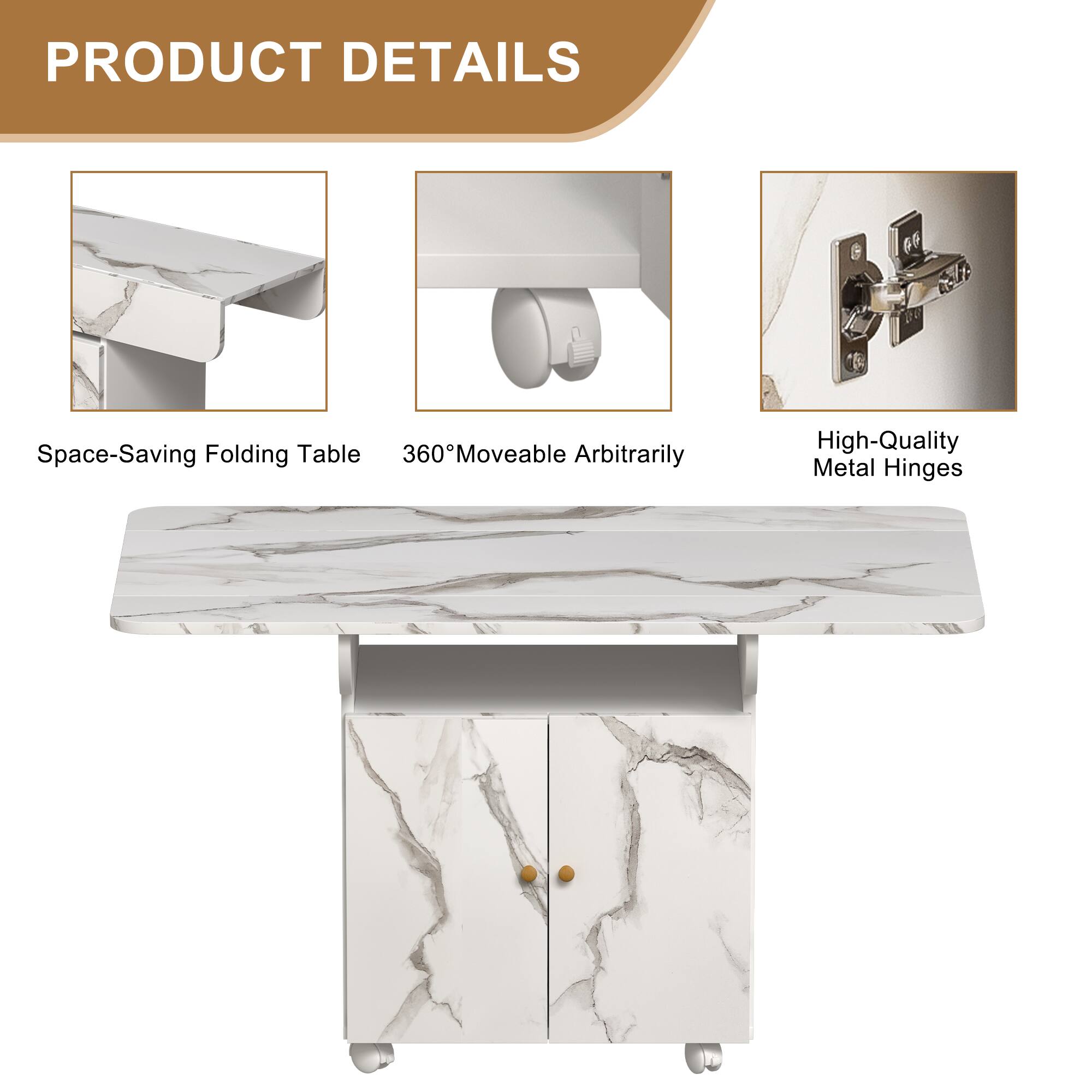 PRODUCT DETAILS

- Space-Saving Folding Table
- 360° Movable Arbitrarily
- High-Quality Metal Hinges