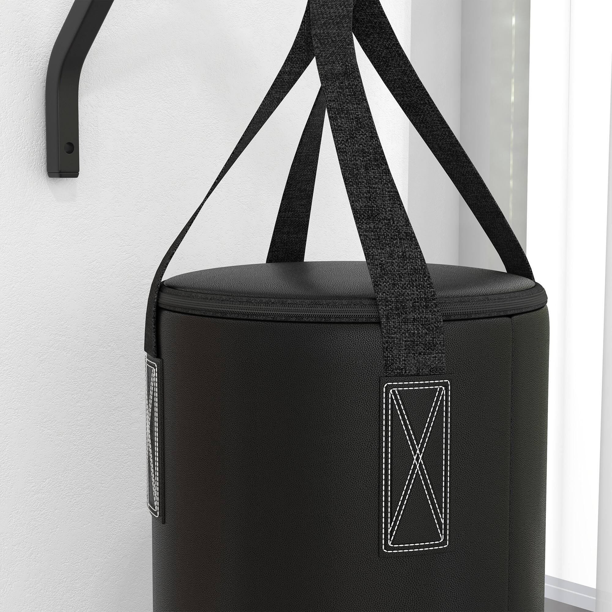 Alt View 5. Soozier - Soozier Unfilled Punching Bag for Adults, Heavy Bag Wall Mount Set with Bracket, Boxing Gloves - Black.