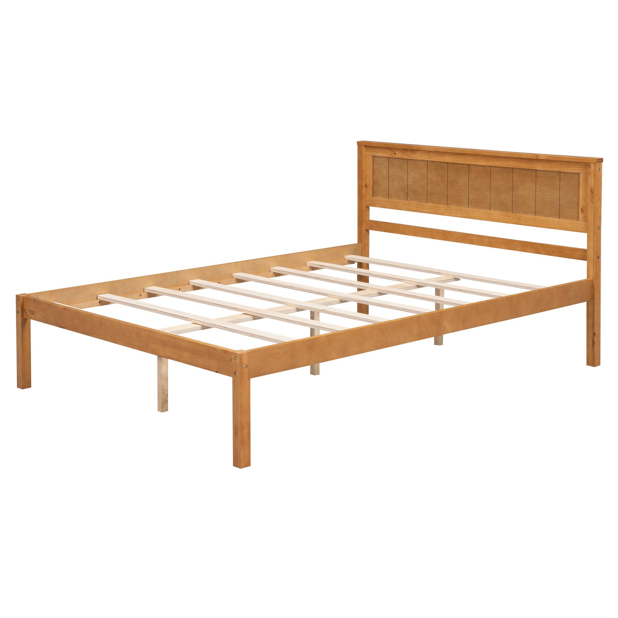 Alt View 5. Whisen - Platform Bed Frame with Headboard, Wood Slat Support, No Box Spring Needed - Oak.