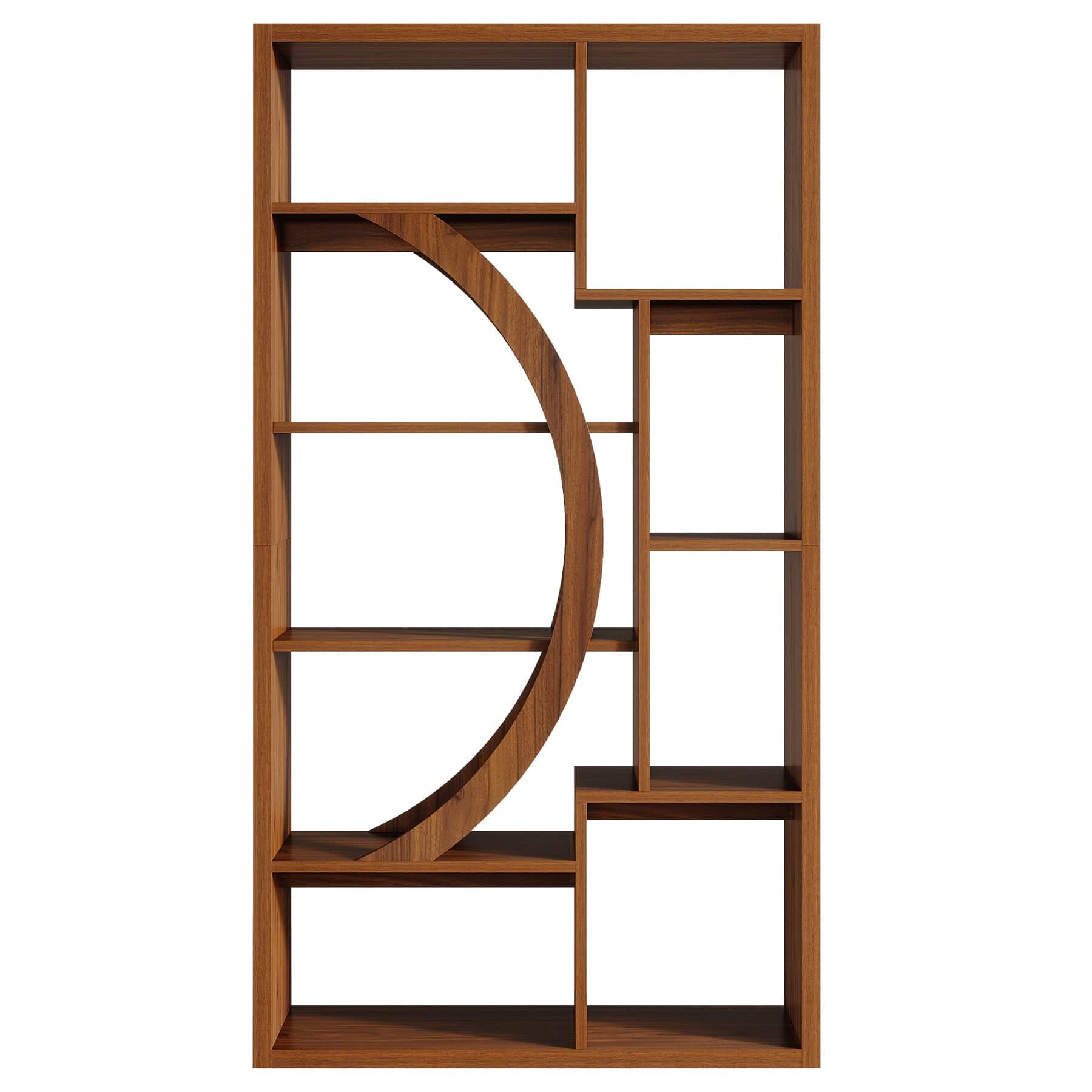 Front. Kadyn - Wood Bookshelf, 5-Tier Display Shelf, Storage Shelving Unit for Home Office, Brown - Brown.
