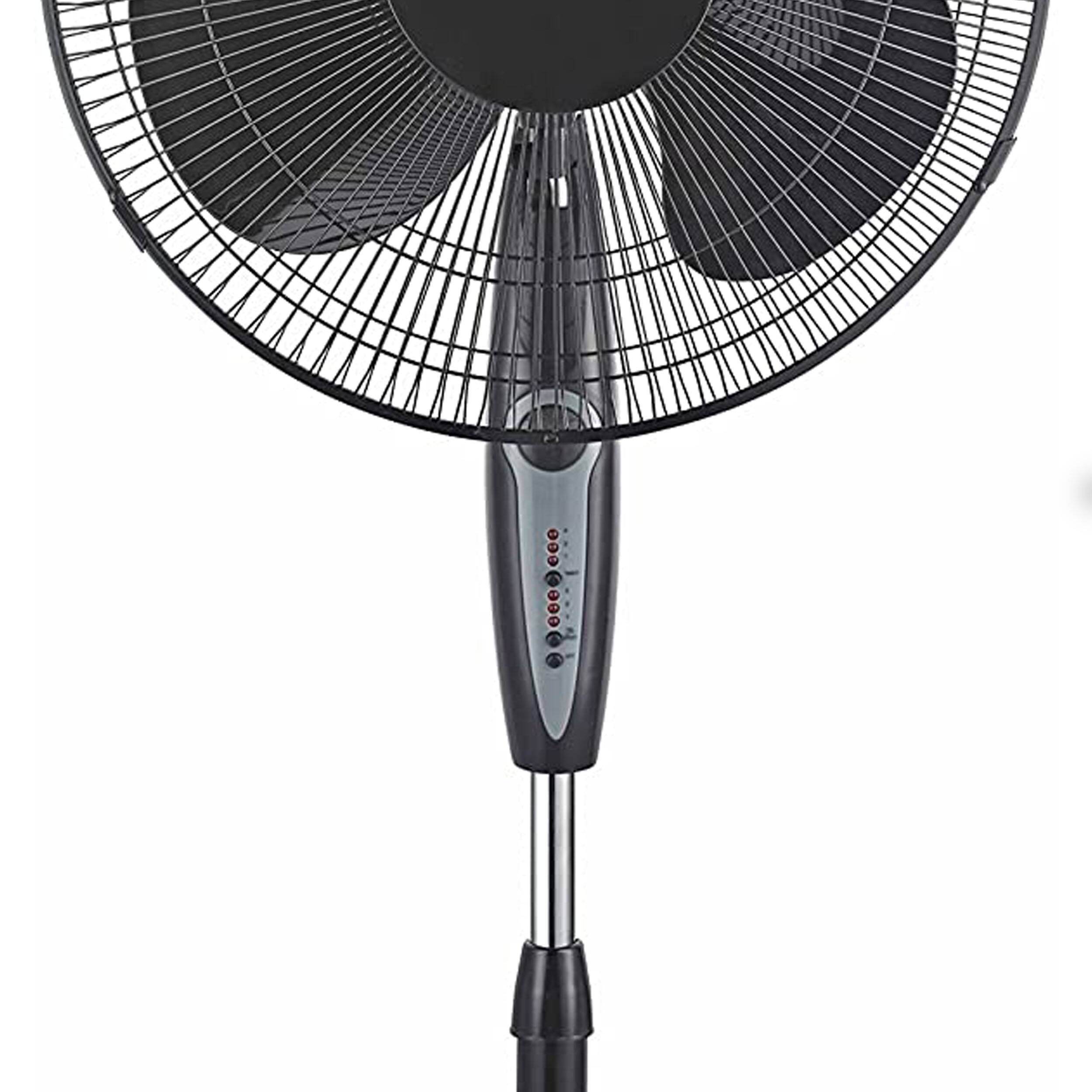 Alt View 1. Optimus - Optimus 16 in. Oscillating Stand Fan with Remote Control in Black - Black.