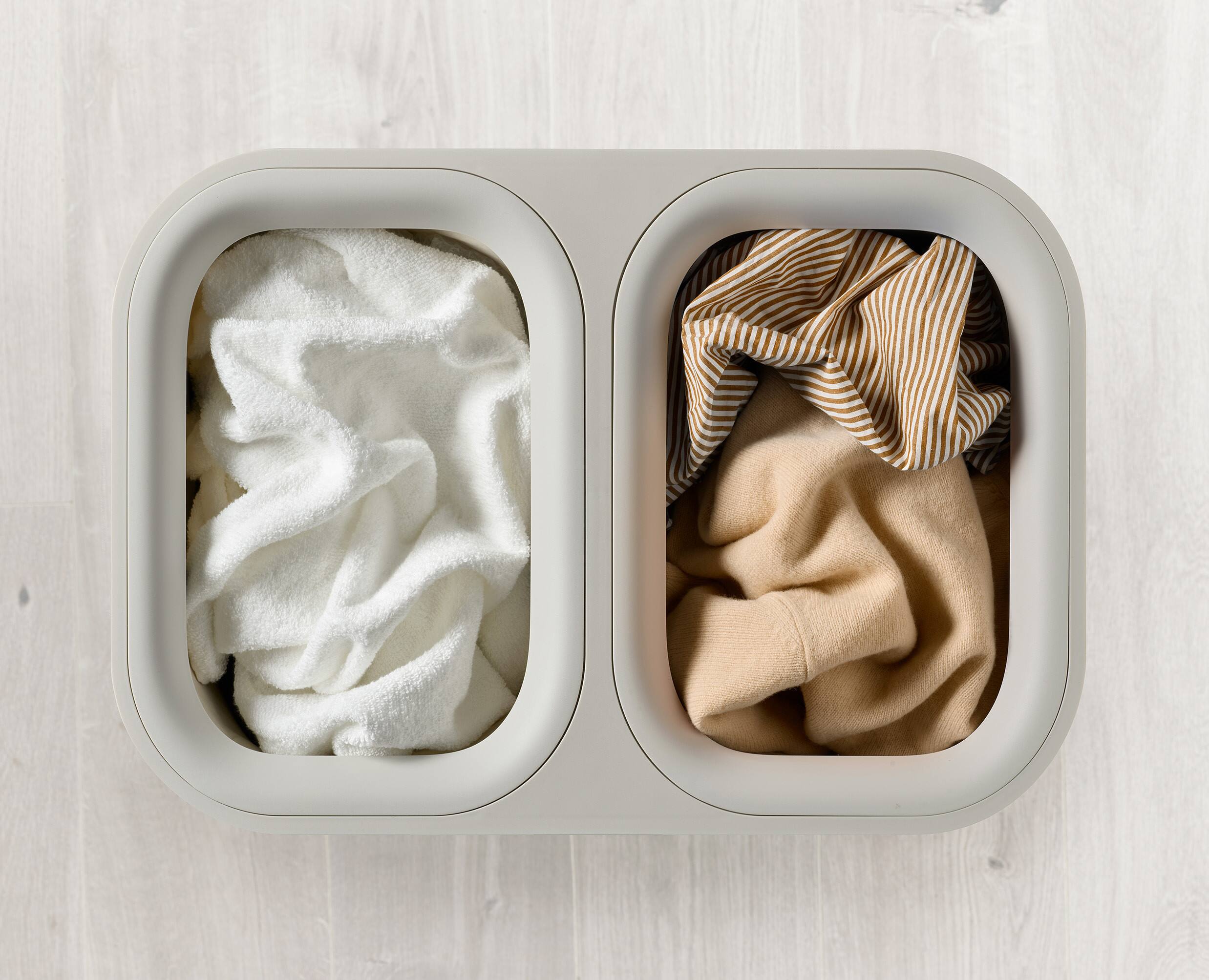 Alt View 1. Joseph Joseph - Tota Luxe 90-liter Bamboo Laundry Separation Hamper - Ecru.