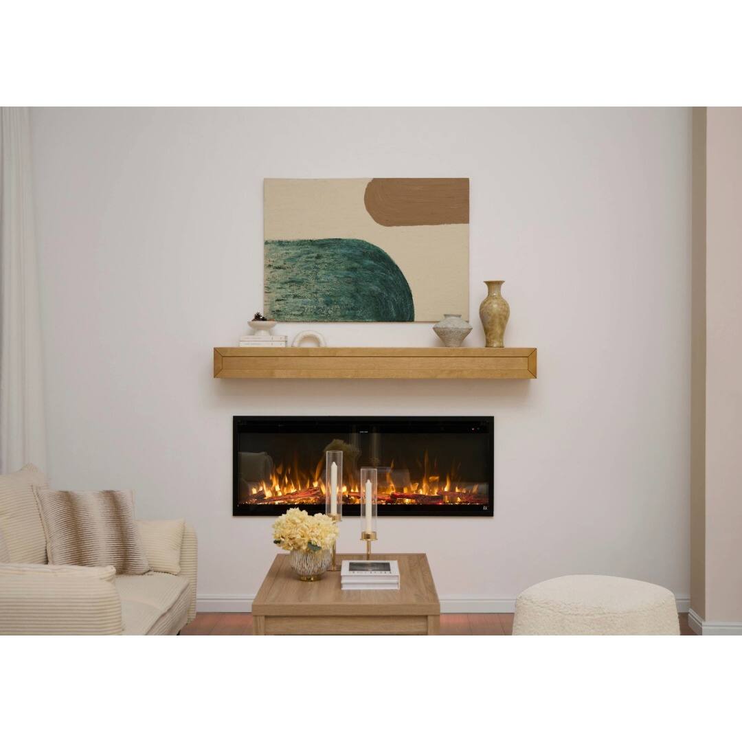 Alt View 8. Touchstone Home Products - Fireplace Mantel Shelf w/ Hidden Storage , 60" x 8.5" x 5.75", Solid Pine Wood Mantel for Over Fireplace - Natural Finish.