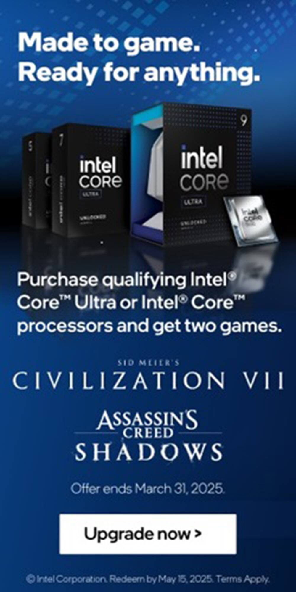 Intel DIY Download Civilization® VII and Assassin's Creed® Shadows ...