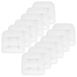 Sweet Home Collection - Patio Cushions Indoor/Outdoor Chair Pads Tufted 19" x 19", 12-Pack - White
