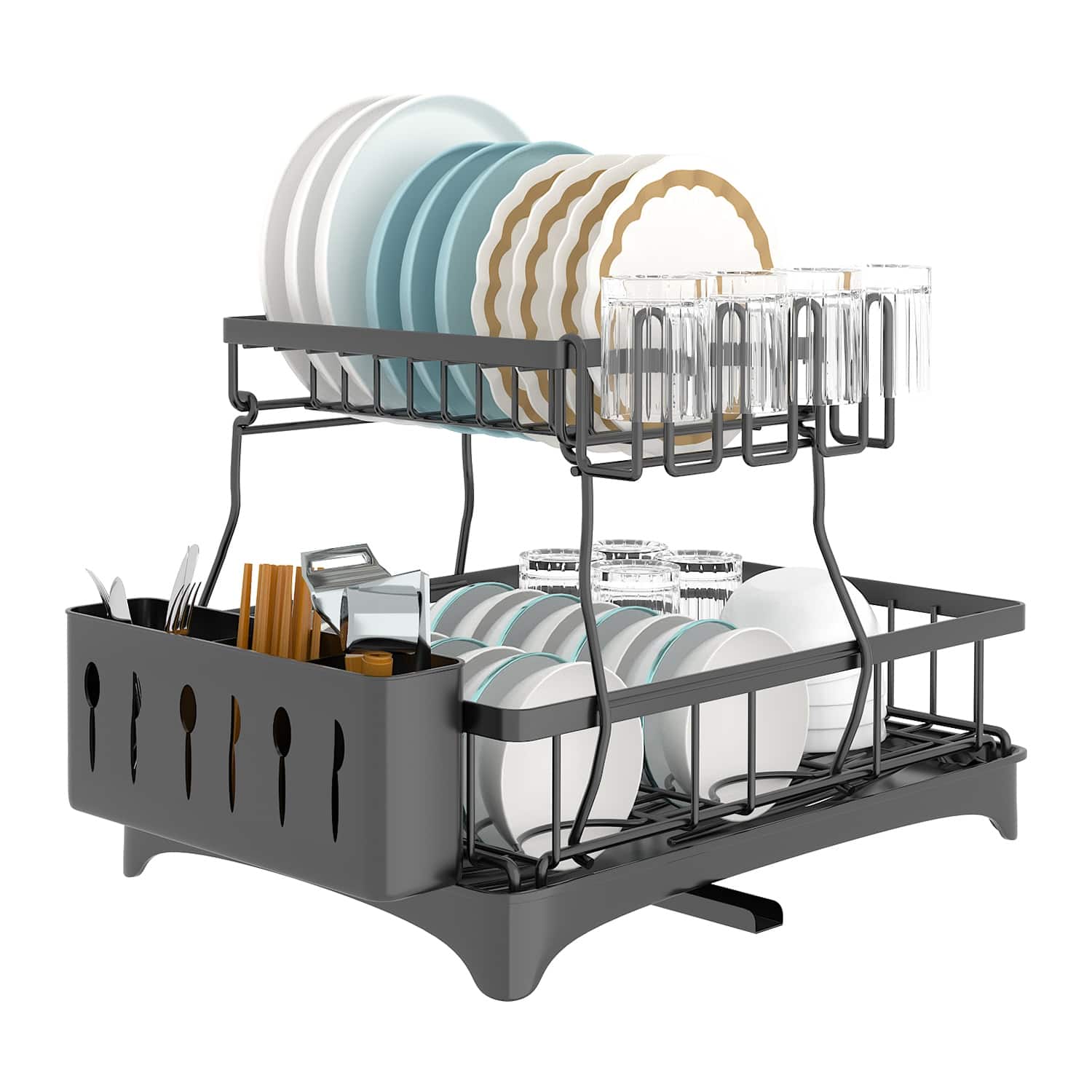 DirectDeals - Dish Drying Rack with Drainboard