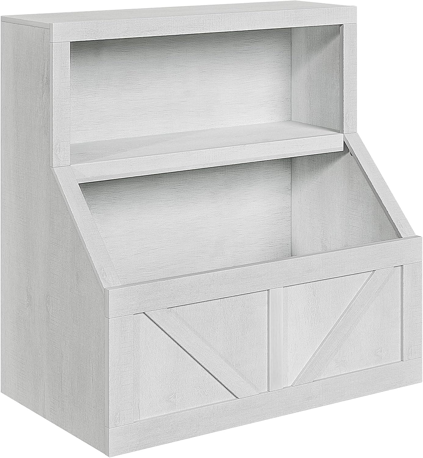 Homhougo - Kids Bookshelf with Toy Storage, Wooden Toddler Bookcase with Cubby Shelves, Vintage White - Grey