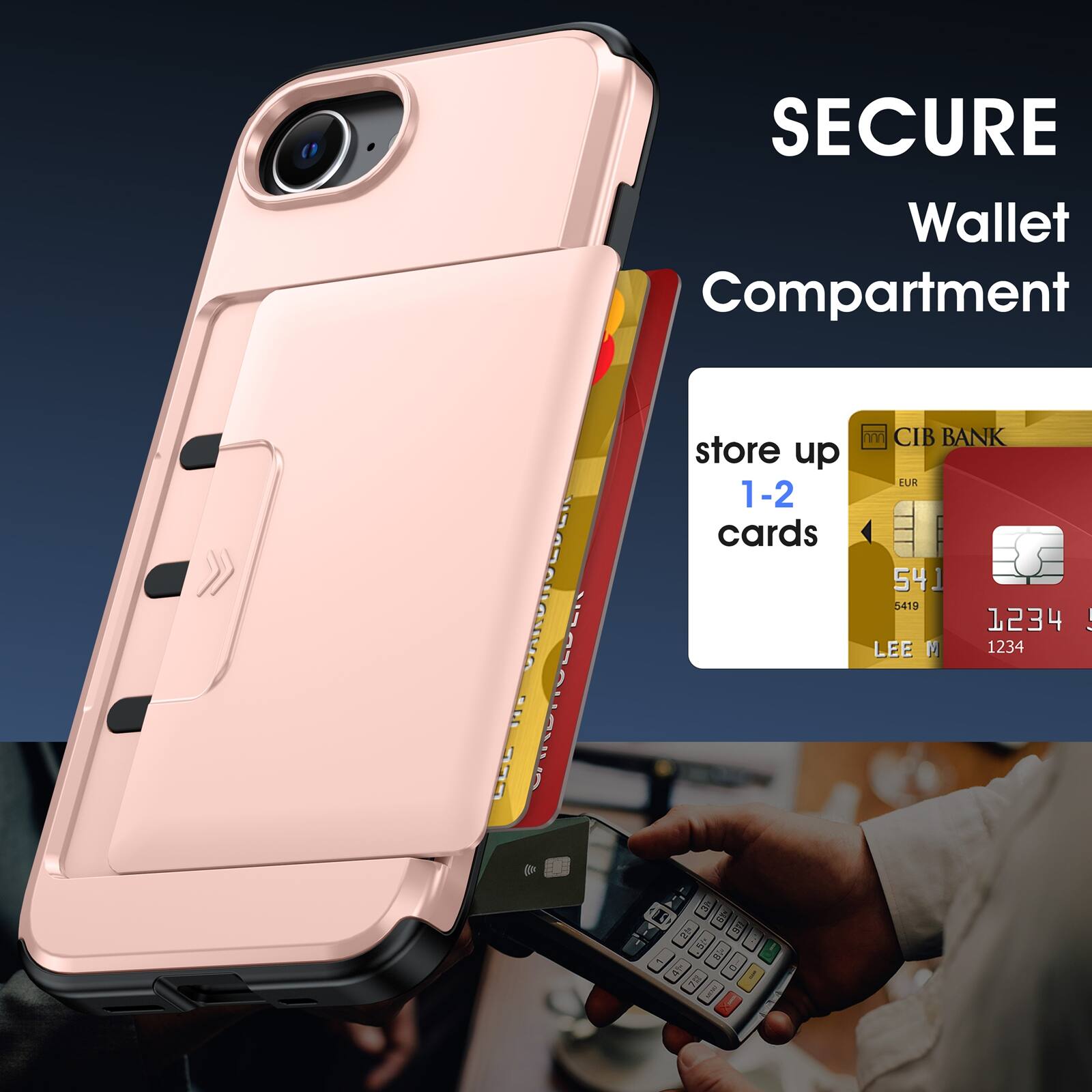 SECURE Wallet Compartment

store up 1-2 cards

CIB BANK
EUR
5419 1234
LEE M
1234