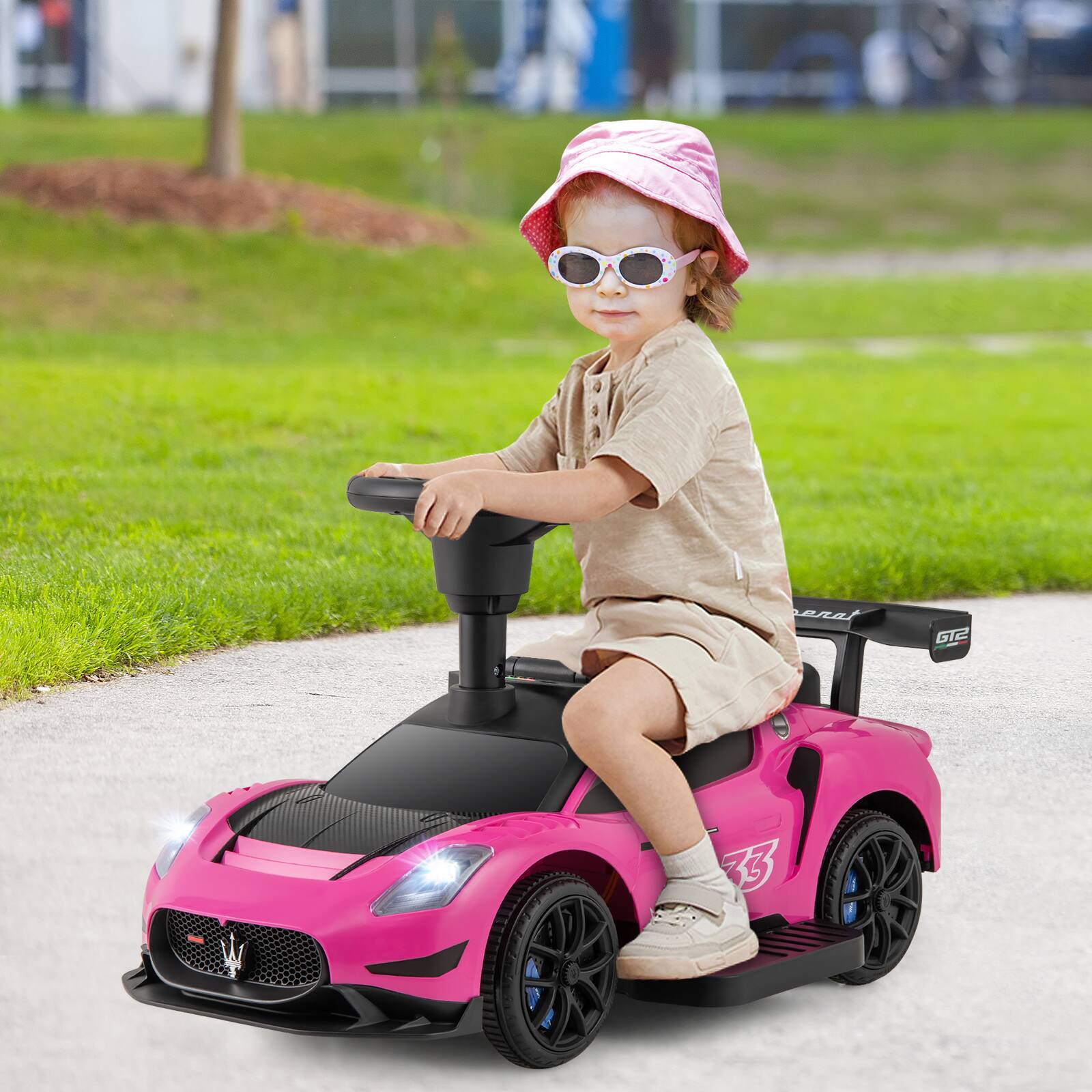 Alt View 3. Gymax - Gymax Electric Kids Ride on Push Car Maserati Licensed Foot to Floor Push Car w/Horn Pink - Pink.