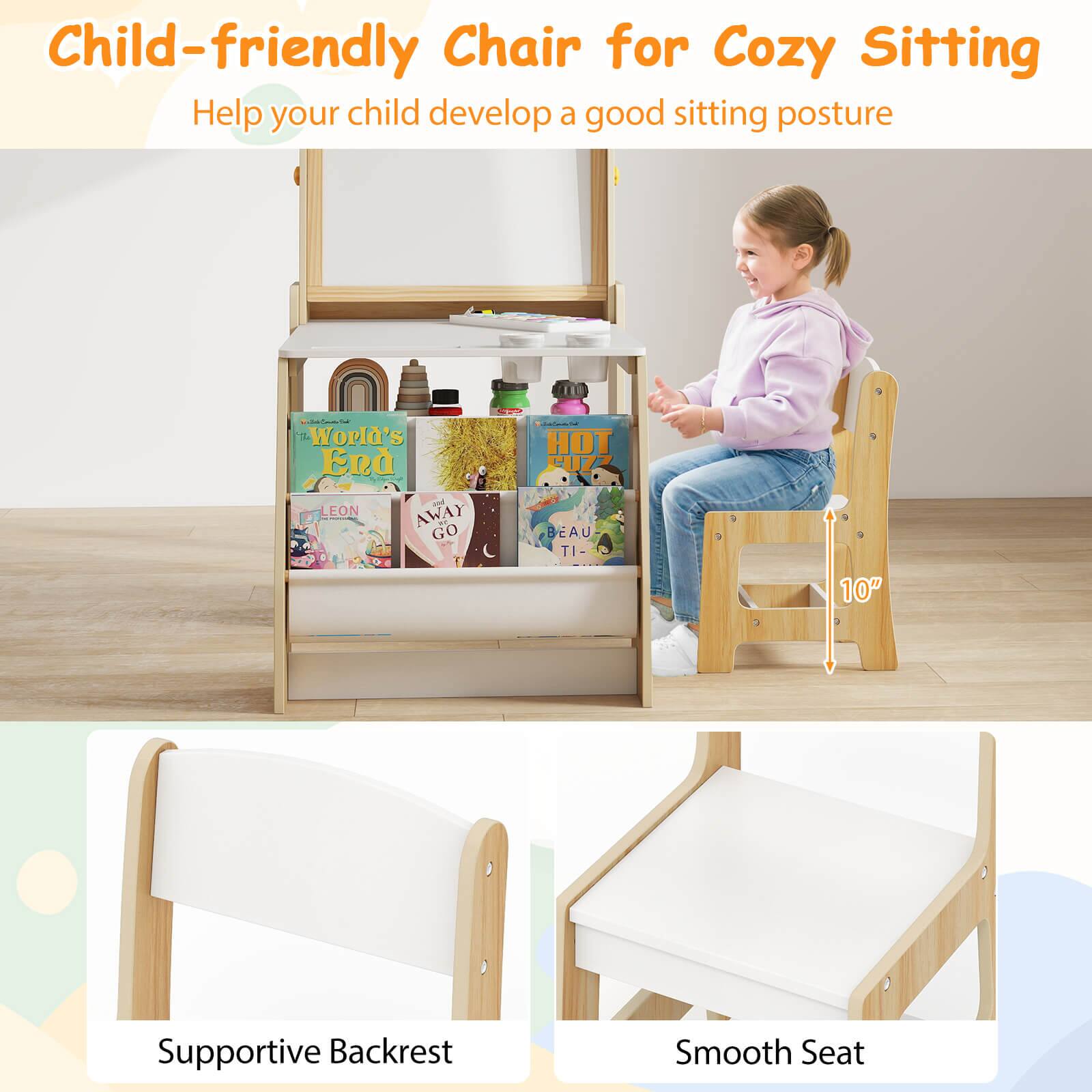 Child-friendly Chair for Cozy Sitting  
Help your child develop a good sitting posture  

- Supportive Backrest  
- Smooth Seat  

10"
