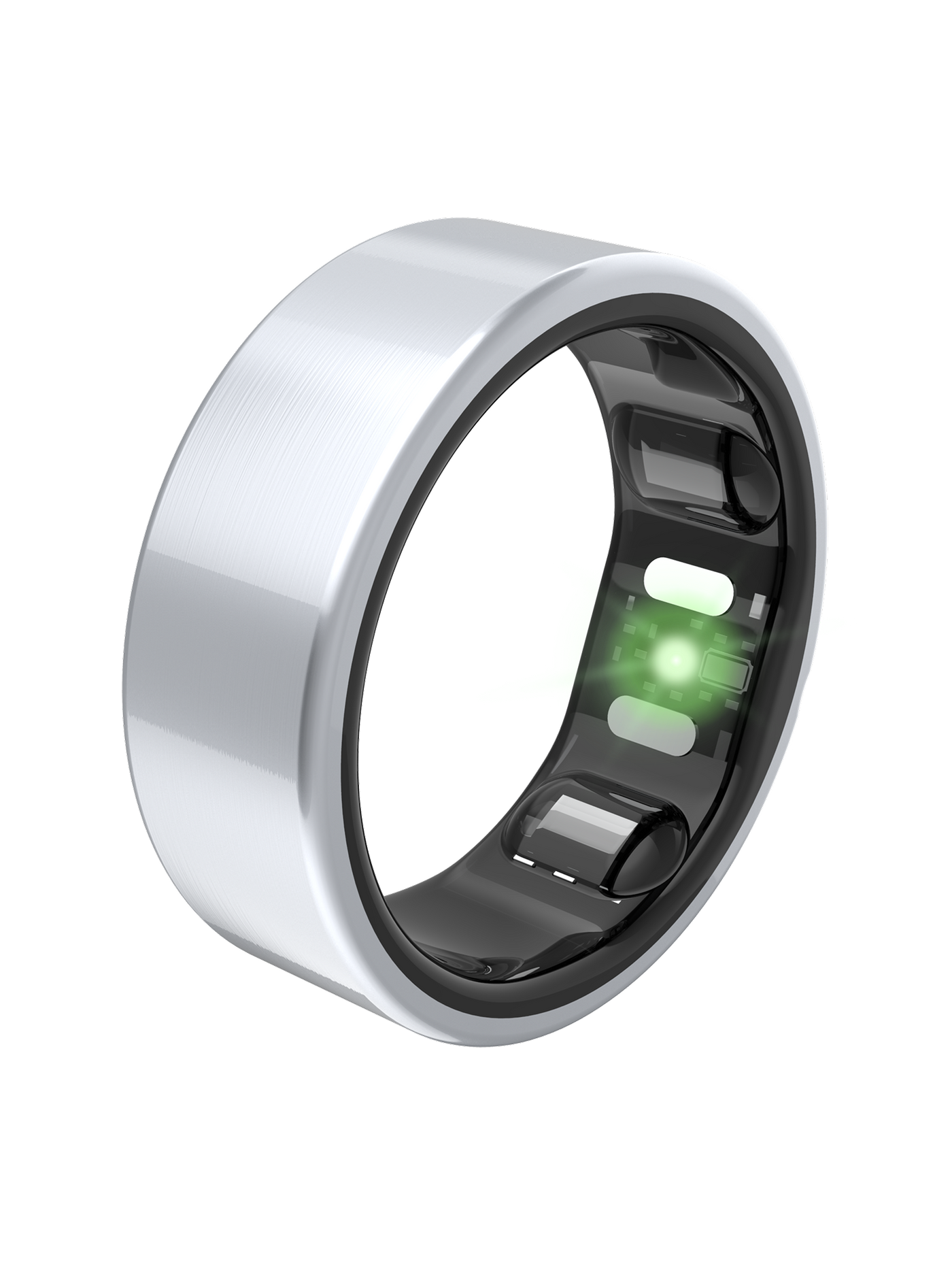 Front. QALO - QRNT Slim Smart Ring Size 8 - Silver.