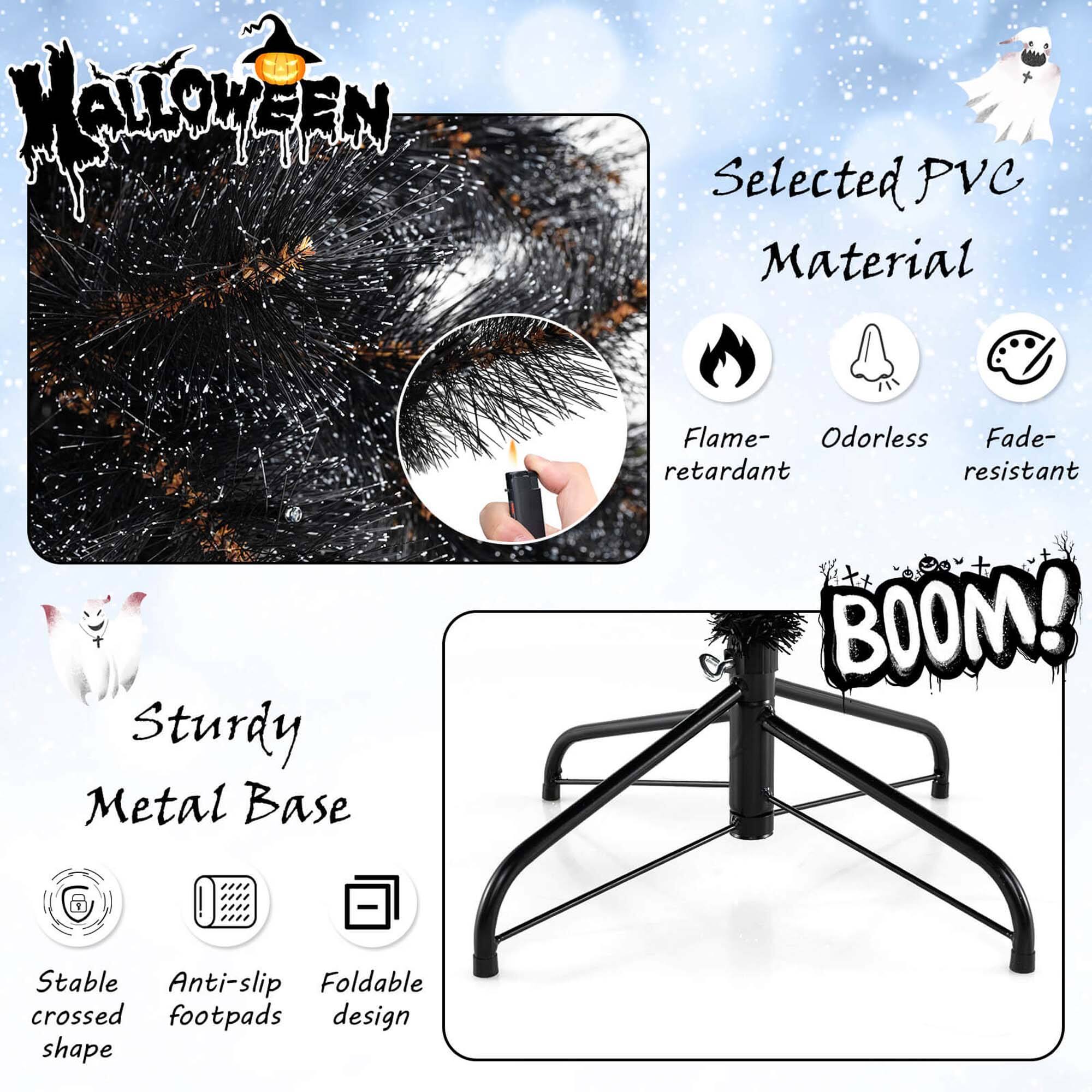 Halloween Selected PVC Material Sturdy Metal Base Flame- Odorless Fade- resistant BOOM! - Stable Anti-slip Foldable crossed footpads design shape