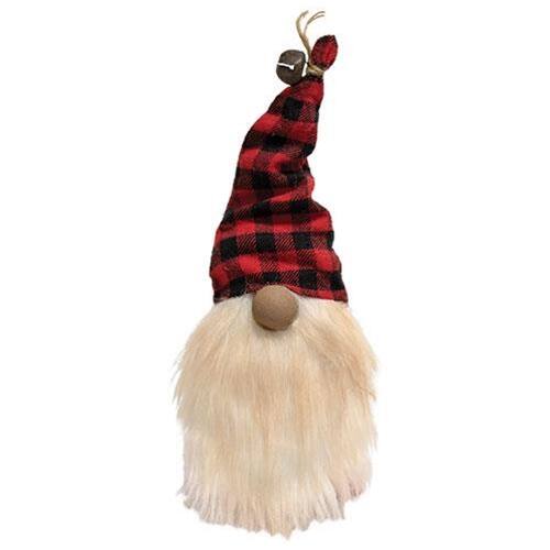 Front. BreeBe - *Plaid Jingle Bell Gnome - Black, Red, White.