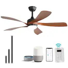 Sofucor - 45" Smart Ceiling Fan Light Kit With Remote for Alexa/App Control Reversible DC Quiet - Black