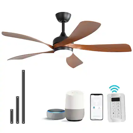 Front. Sofucor - 45" Smart Ceiling Fan Light Kit With Remote for Alexa/App Control Reversible DC Quiet - Black.