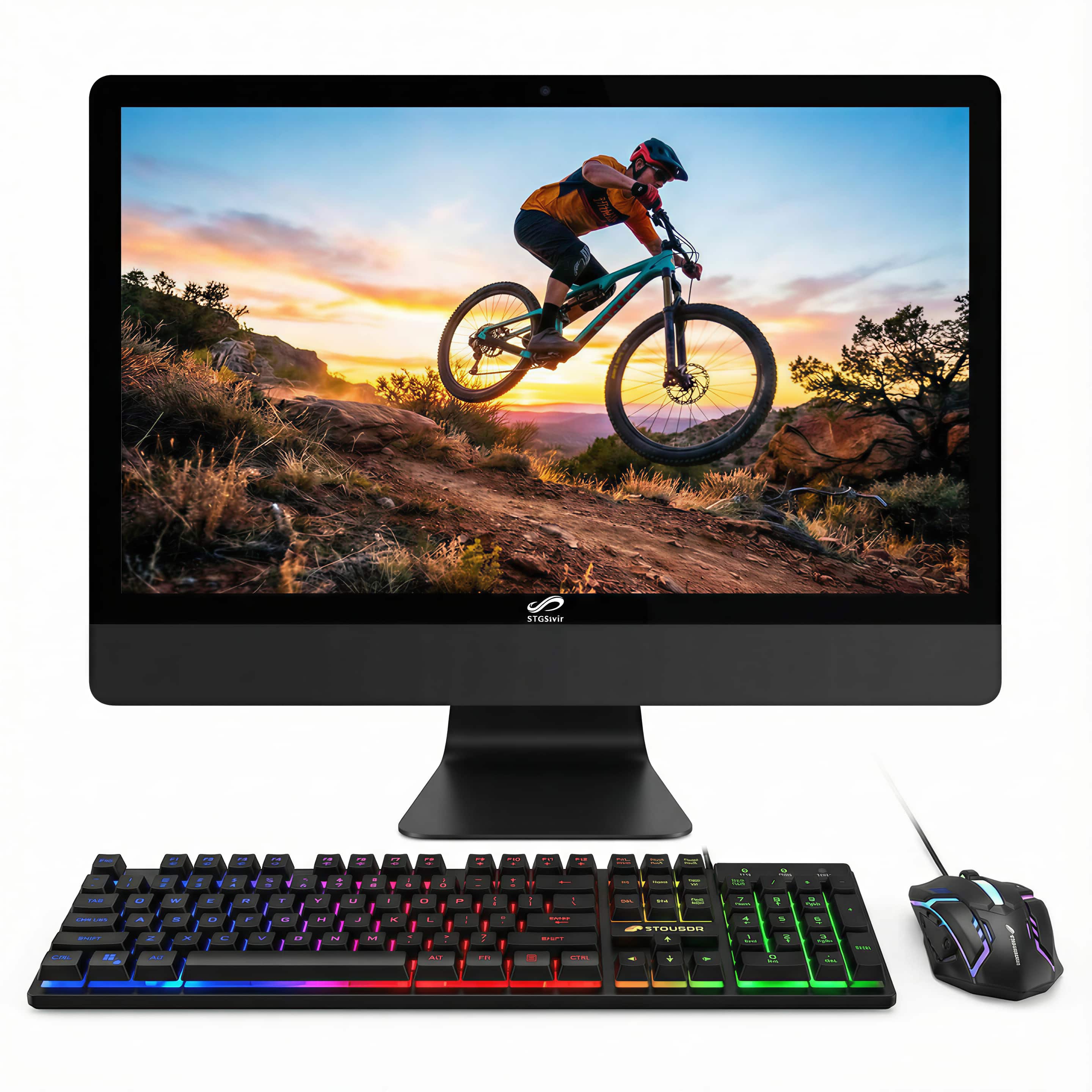 STGSivir - All in One Desktop Computer, 24" FHD Display, Intel Core i7 up to 3.9GHz, 16G RAM, 512G SSD, WiFi 5, BT, Win11H - Black