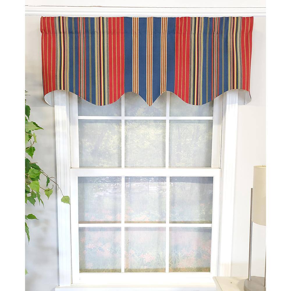 Angle. RLF Home - RLF Home Sailor Stripe Regal 3" Rod Pocket Lining Luxurious and Elegant Window Treatment Valance 50" x 17" Nautical - Nautical.