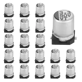 Unique Bargains - 3.3uF 50V SMD Aluminum Electrolytic Capacitor, Low Impedance, 4x5.4mm, 20pcs, for TV/Computer/DIY - Silver