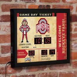 Evergreen Enterprises - Ohio State Buckeyes 15" x 19" Bluetooth Scoreboard Wall Clock - Brown
