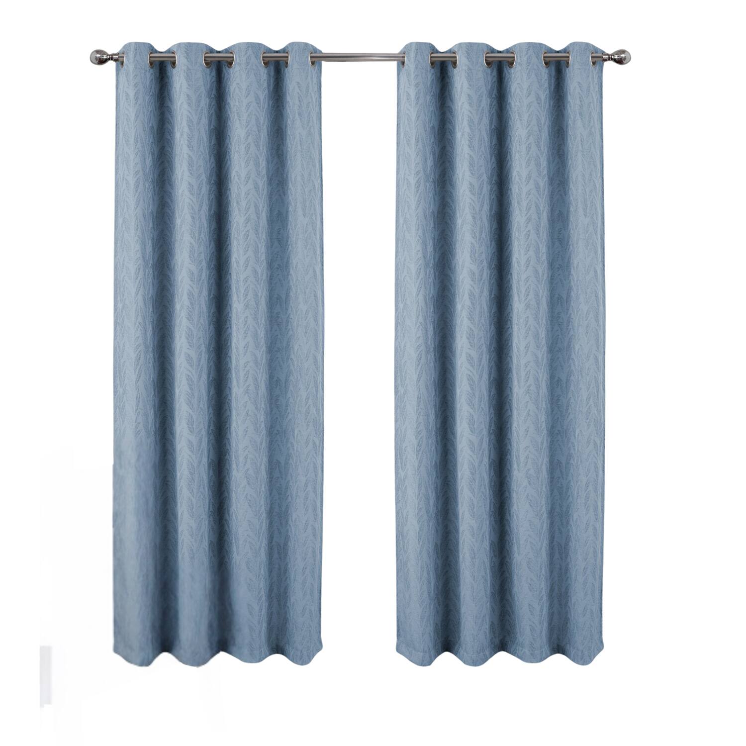 Front. RT Designers Collection - RT Designers Collection 100% polyester Reba Luxury Jacquard Blackout Grommet Curtain Panel 54" x 90" Wedgewood - Wedgewood.