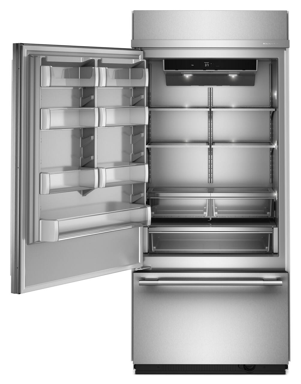 Alt View 1. KitchenAid - 20.8 Cu. Ft. Built-In Bottom Mount Refrigerator with Platinum Interior - Stainless Steel with PrintShield Finish.