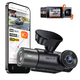 Vantrue - N2X 3K HDR Front&Cabin Dashcam, Night Vision, Parking Mode, Voice Commands, 5GHz Wi-Fi & GPS, Mobile App - Black