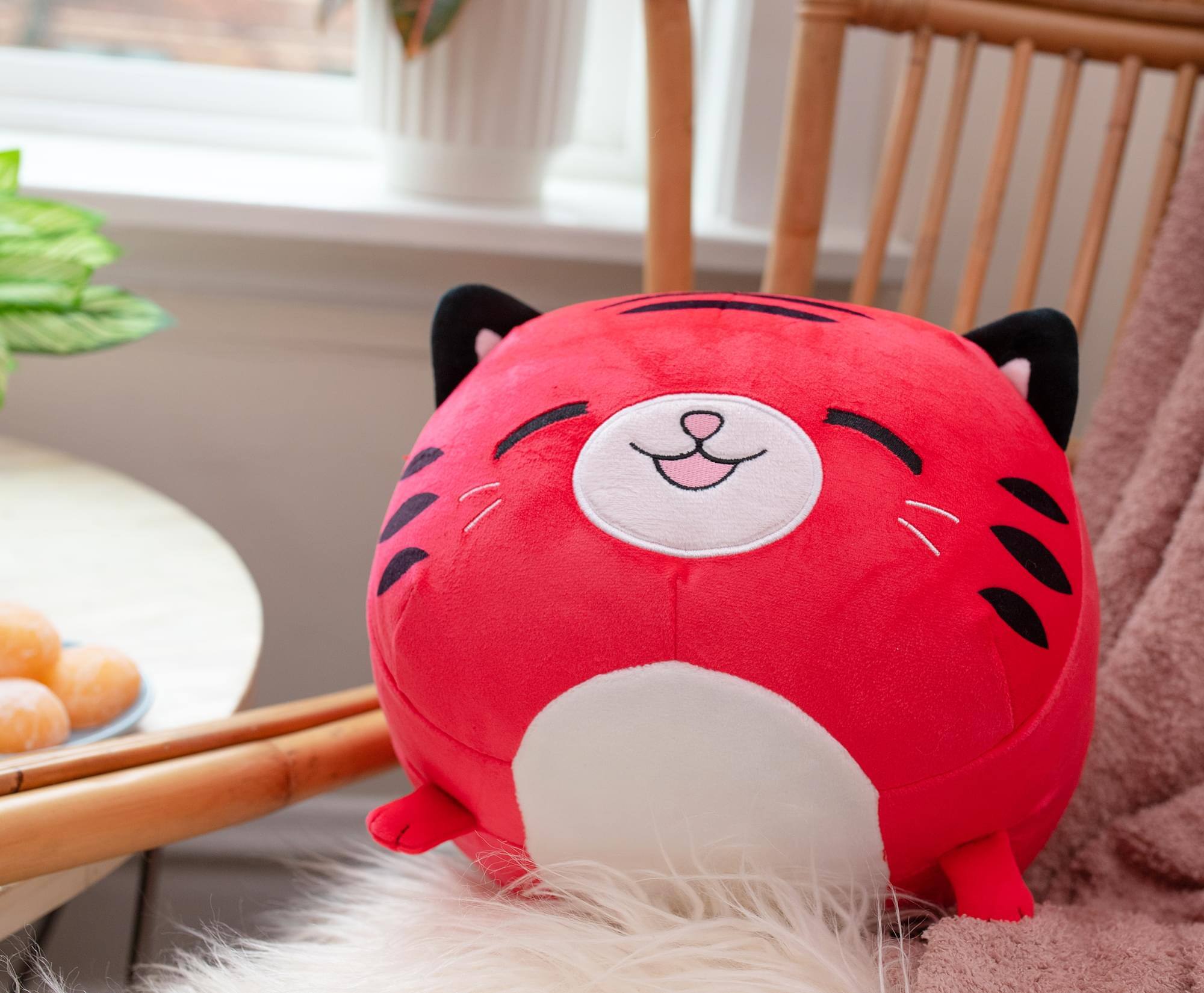 Alt View 4. Toynk - MochiOshis 12-Inch Character Plush Toy Animal Red Tiger | Puyumi Purroshi - Red.