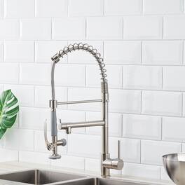 Ropilly - Commercial Kitchen Faucet Pull Down Sprayer with Pot Filler Single Handle - Brushed Nickel