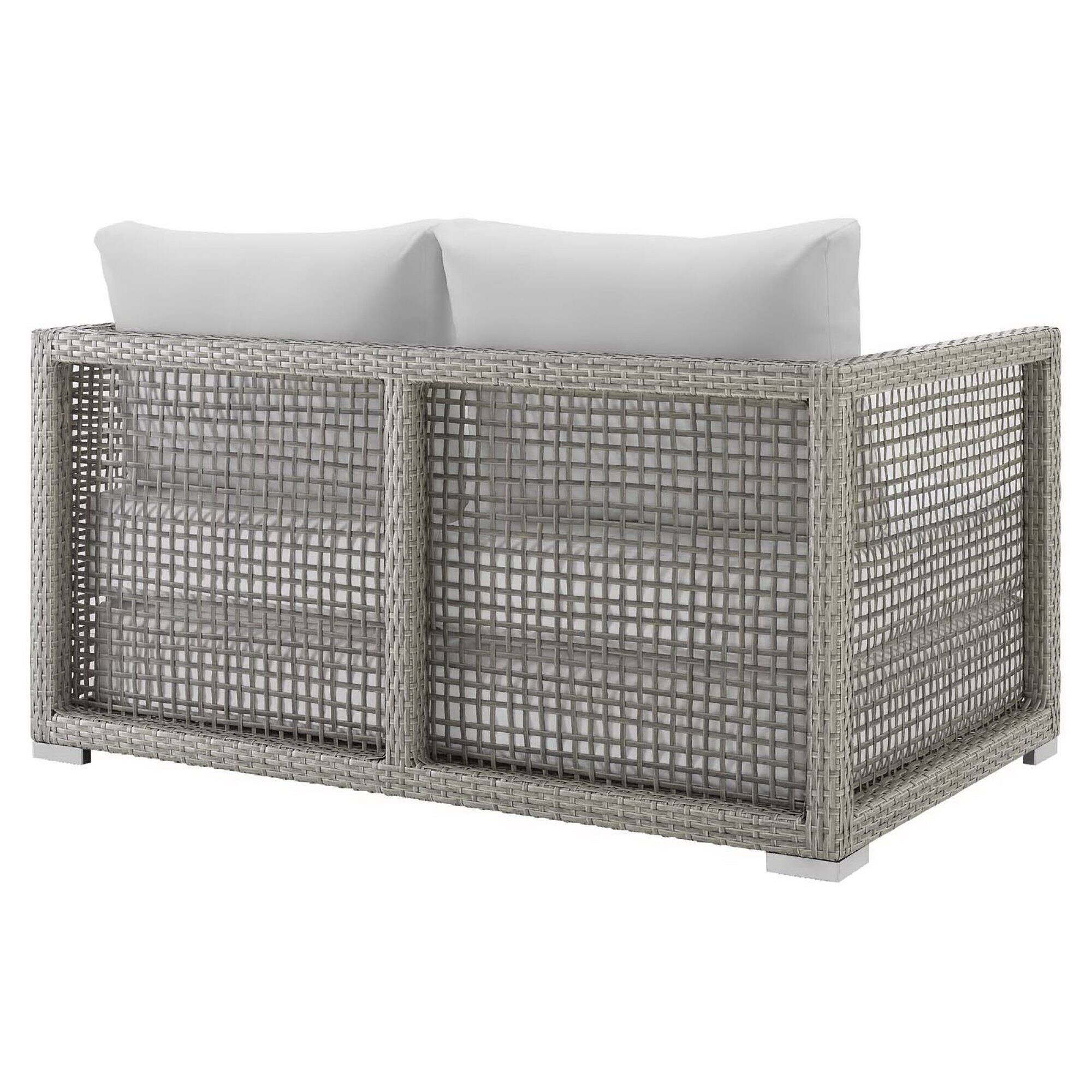 Alt View 3. Modway - Aura Outdoor Patio Wicker Rattan Loveseat by Modway - Gray White.