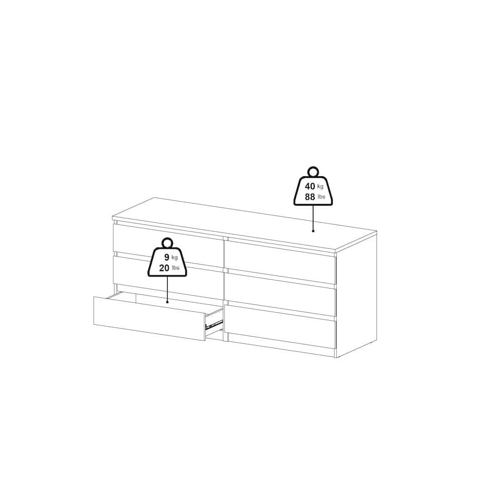 Tvilum Scottsdale 6 Drawer Double Dresser Matte Black 70296gm