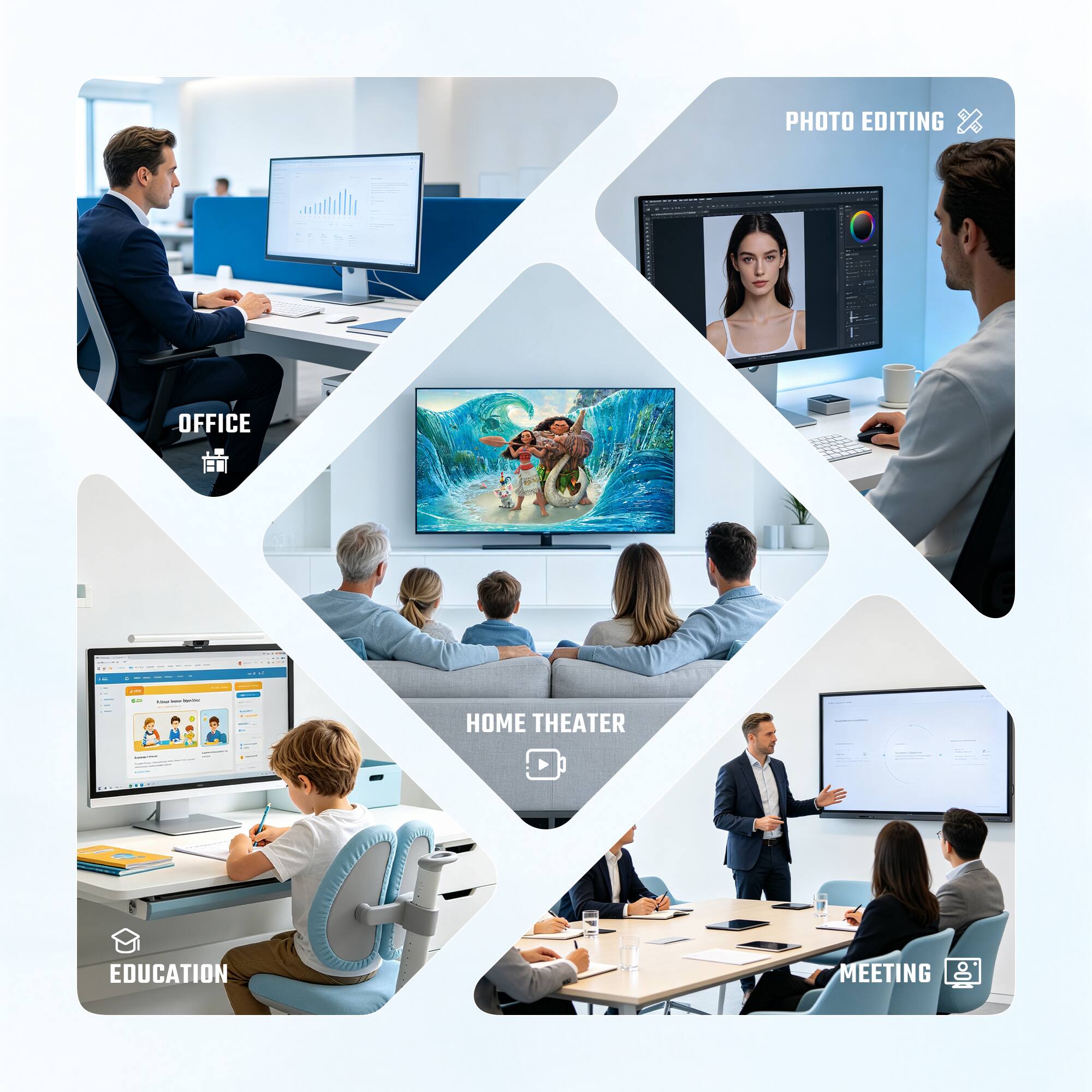 - PHOTO EDITING
- OFFICE
- HOME THEATER
- EDUCATION
- MEETING