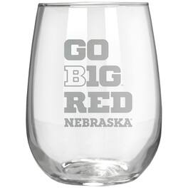 Great American Products - Nebraska Huskers Etched 17oz. Rally Cry Stemless Wine Glass - Multicolor