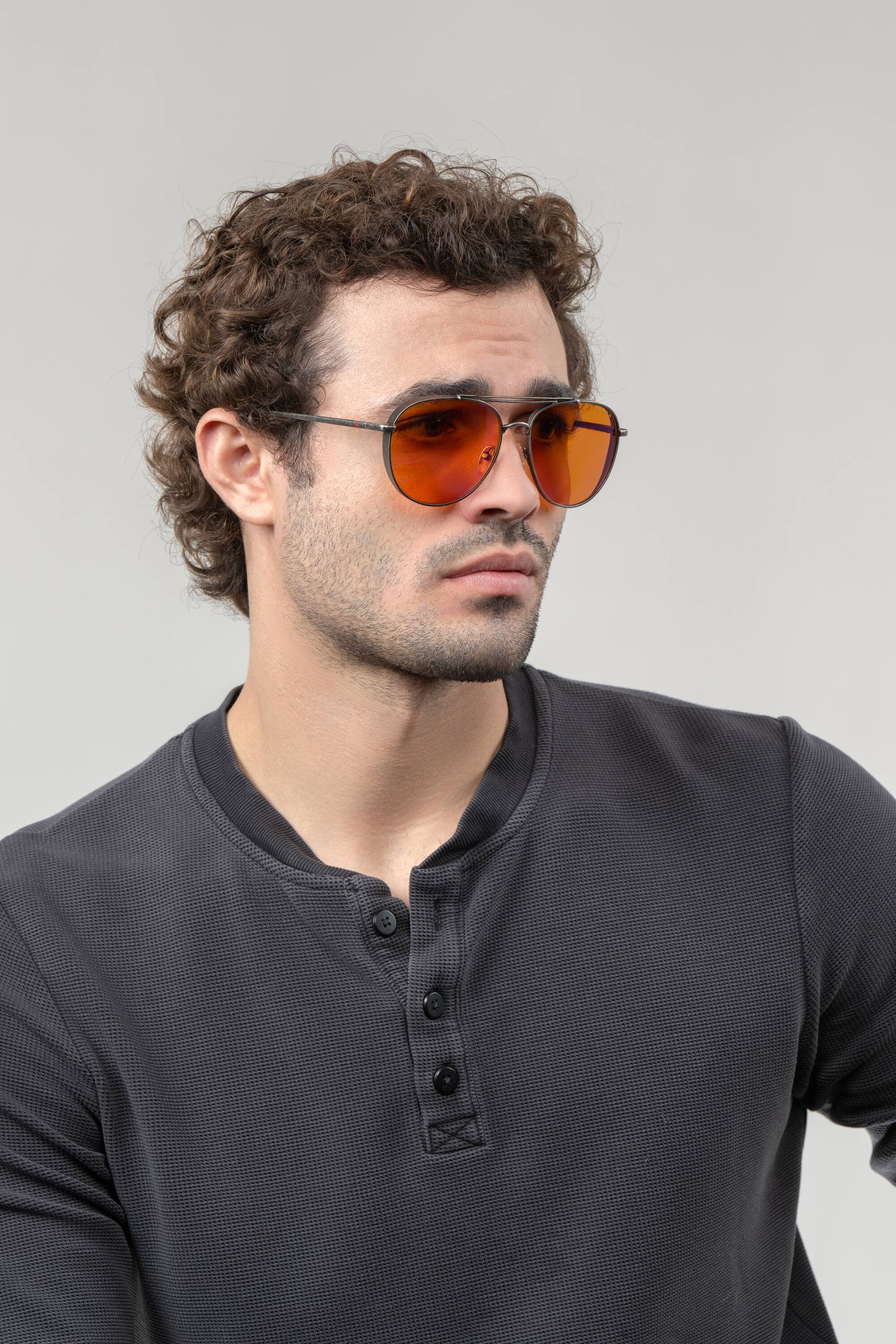 Angle. GUNNAR - Fallout Brotherhood of Steel  Computer Glasses with Blue Light Reduction , Amber Max Lenses - Gunmetal.