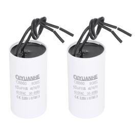 Unique Bargains - 2pcs CBB60 Capacitor 10uF 450V Run Round Start Capacitor for AC Motor, Pump, HVAC Compressor - White
