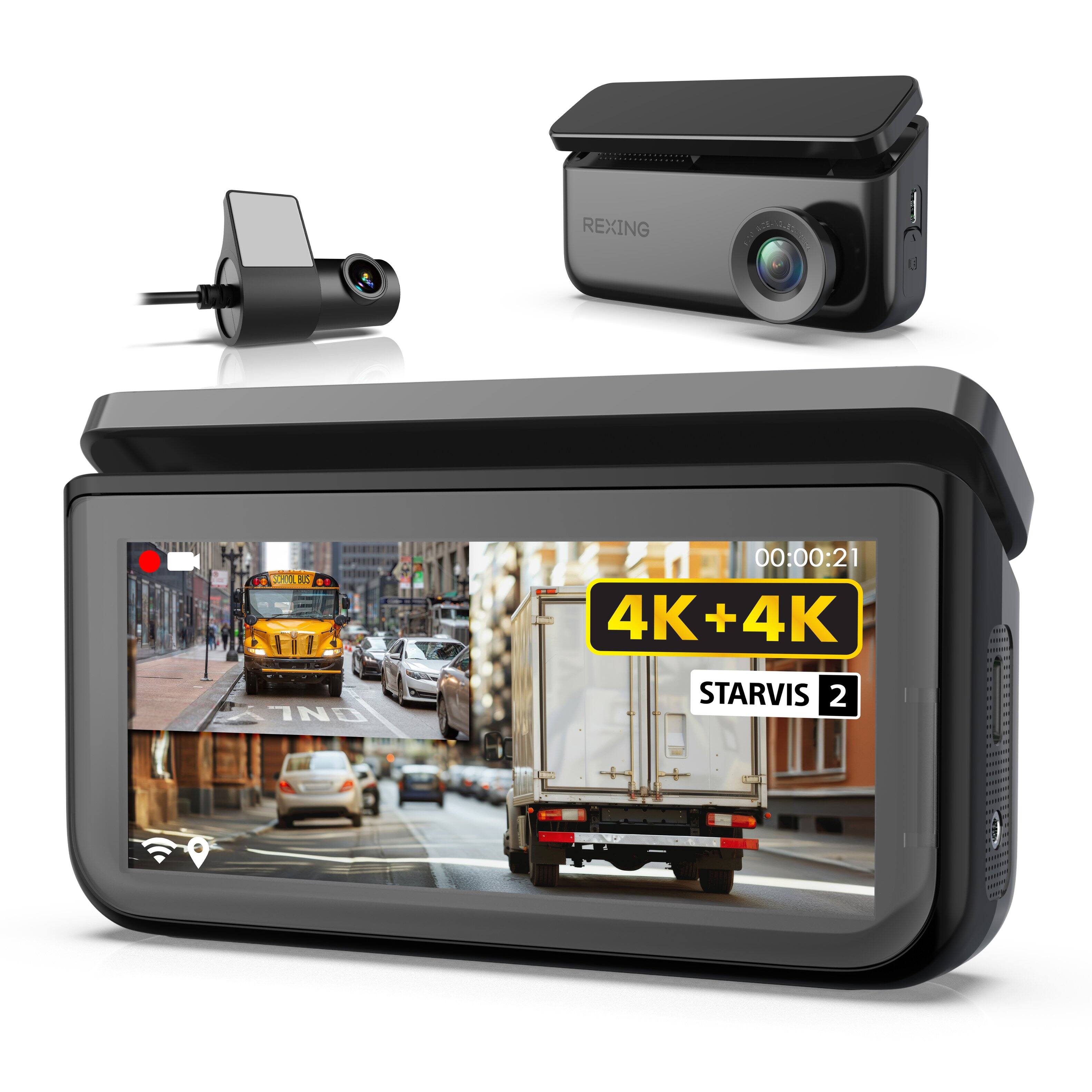 Rexing - R88 4K Front + 4K Rear Dual Sony STARVIS 2 Dash Cam with 5.8GHz WiFi GPS - Black
