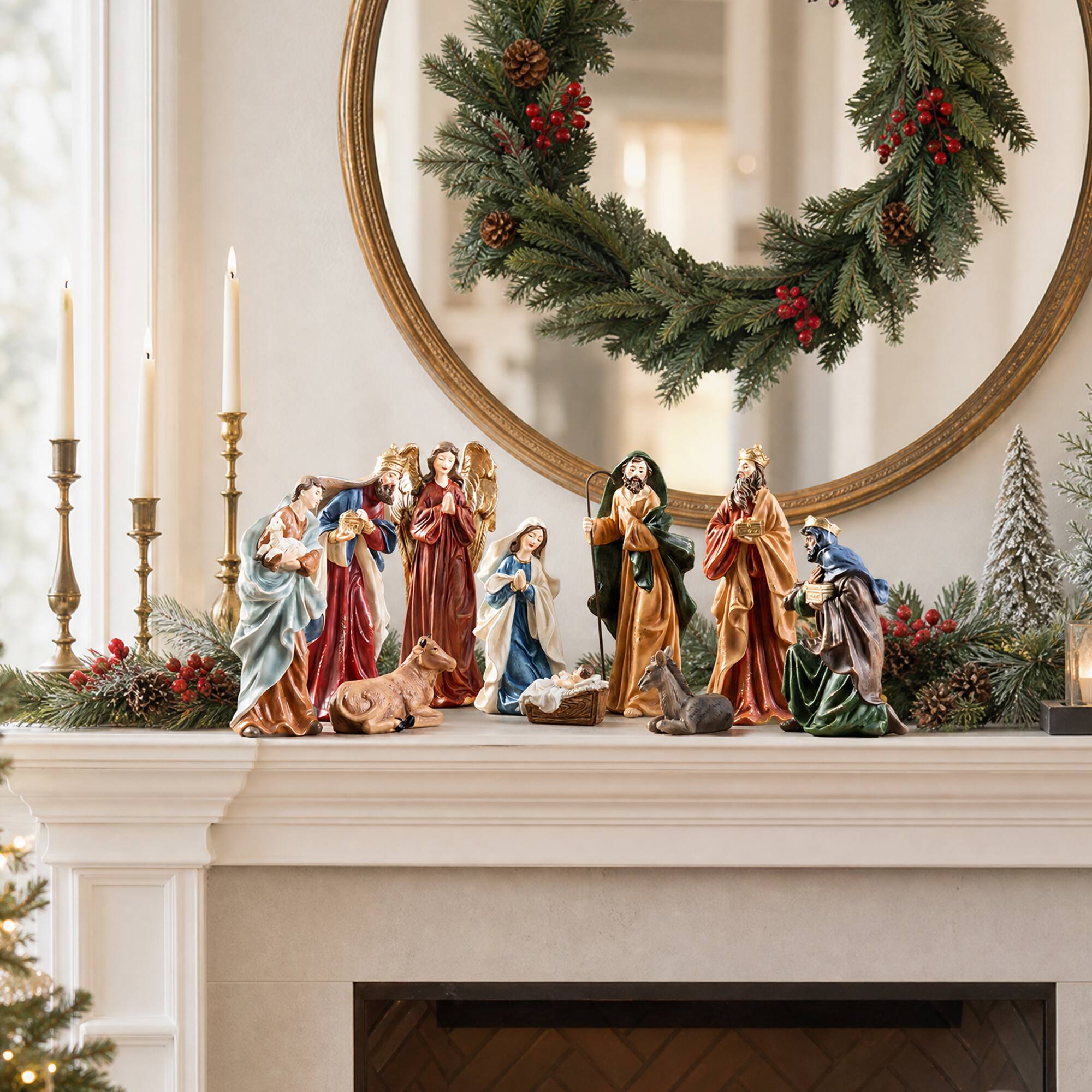 Alt View 4. Glitzhome - 8"H Resin Nativity Figurine Set - Multi-Colored.