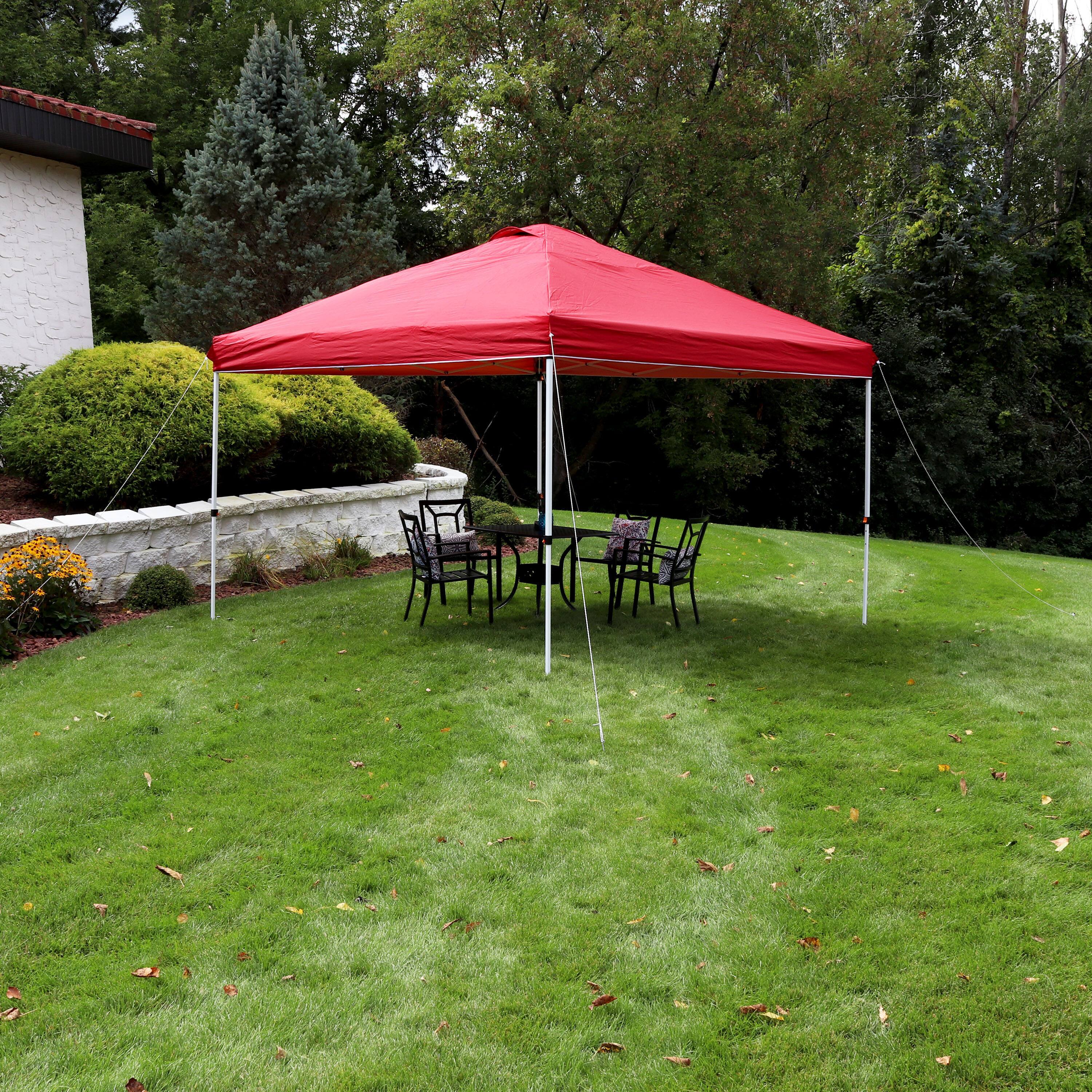 Alt View 4. Sunnydaze - Premium Pop-Up Canopy with Rolling Bag - 12 ft x 12 ft - Red.