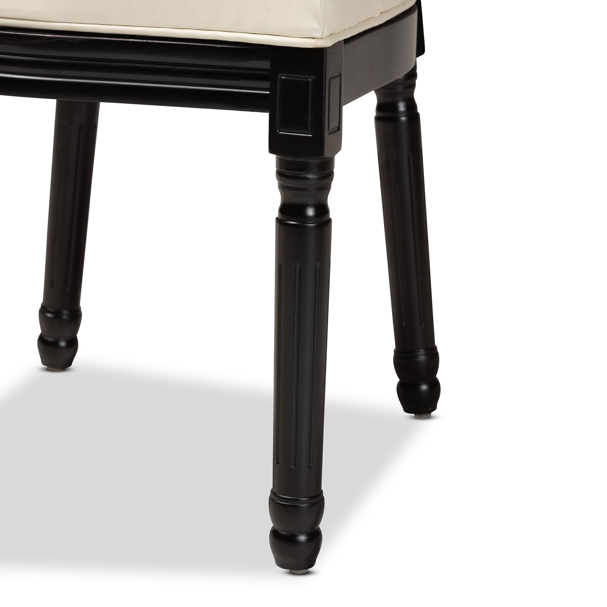 Alt View 1. Baxton Studio - Louis Traditional Faux Leather Upholstered and Finished Wood 2-Piece Dining Chair Set - Beige/Black.