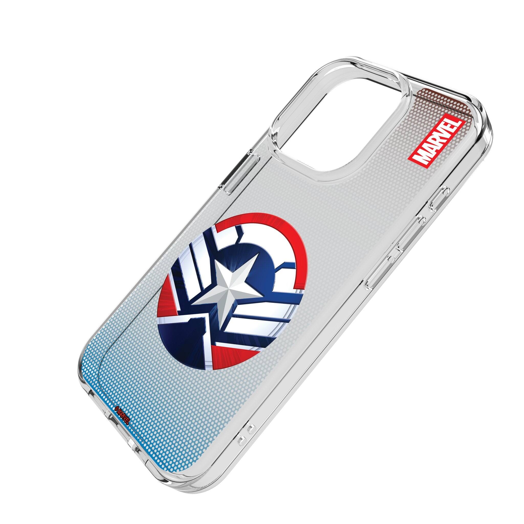 Angle. Keyscaper - Marvel Grid Clear Phone Case - Apple iPhone 14 - Sam Wilson Captain America.