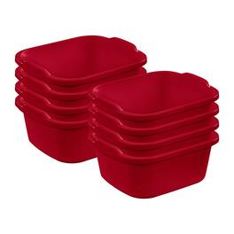Sterilite - Large Multi-Function Home 12-Qt Sink Dish Washing Pan, (8 Pack) - Red