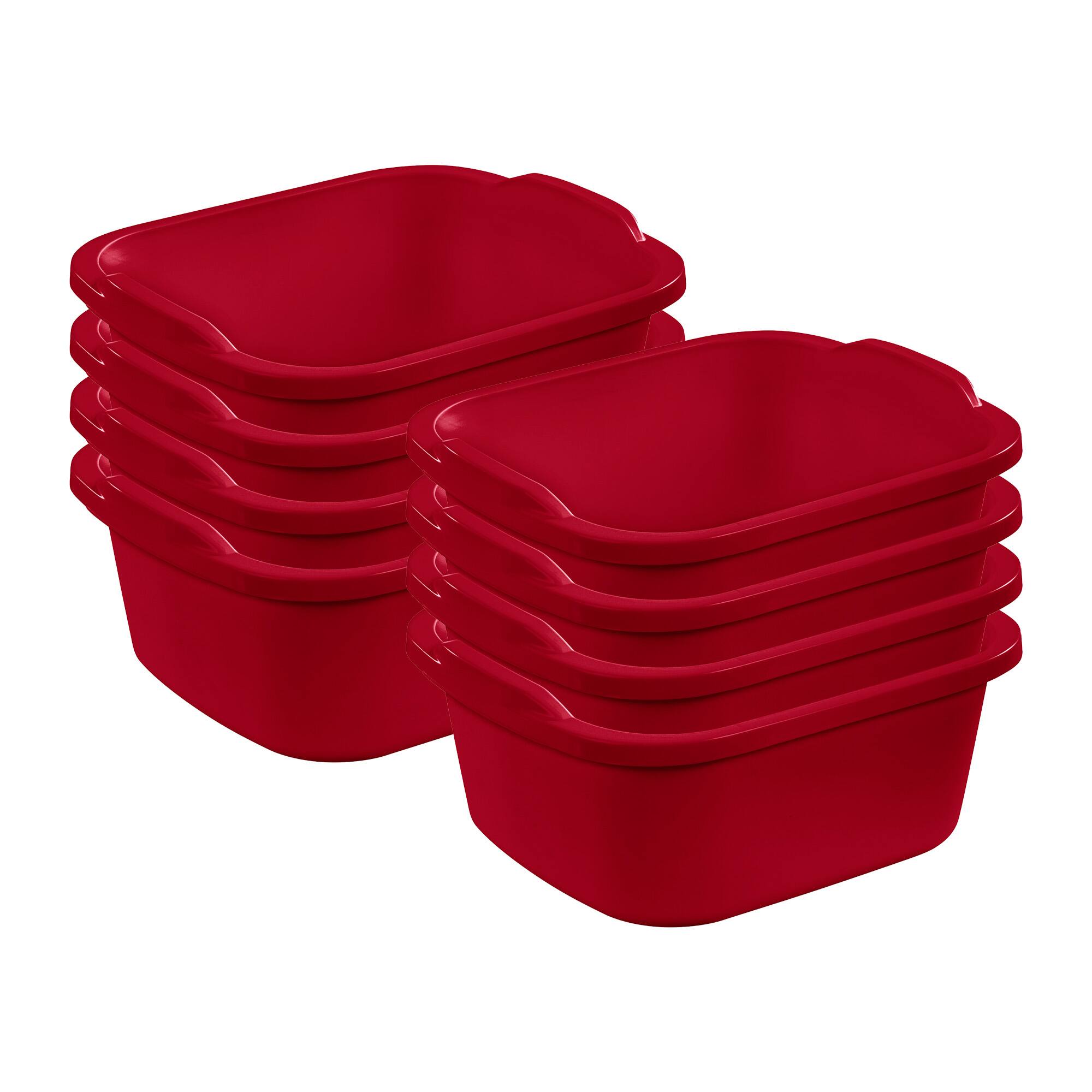 Front. Sterilite - Sterilite Large Multi-Function Home 12-Qt Sink Dish Washing Pan, Red (8 Pack) - Red.