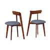 Front. Costway - Wood Dining Chairs Set of 2 with Rubber Wood Frame Padded Seat & Curved Backrest - Walnut + Gray.
