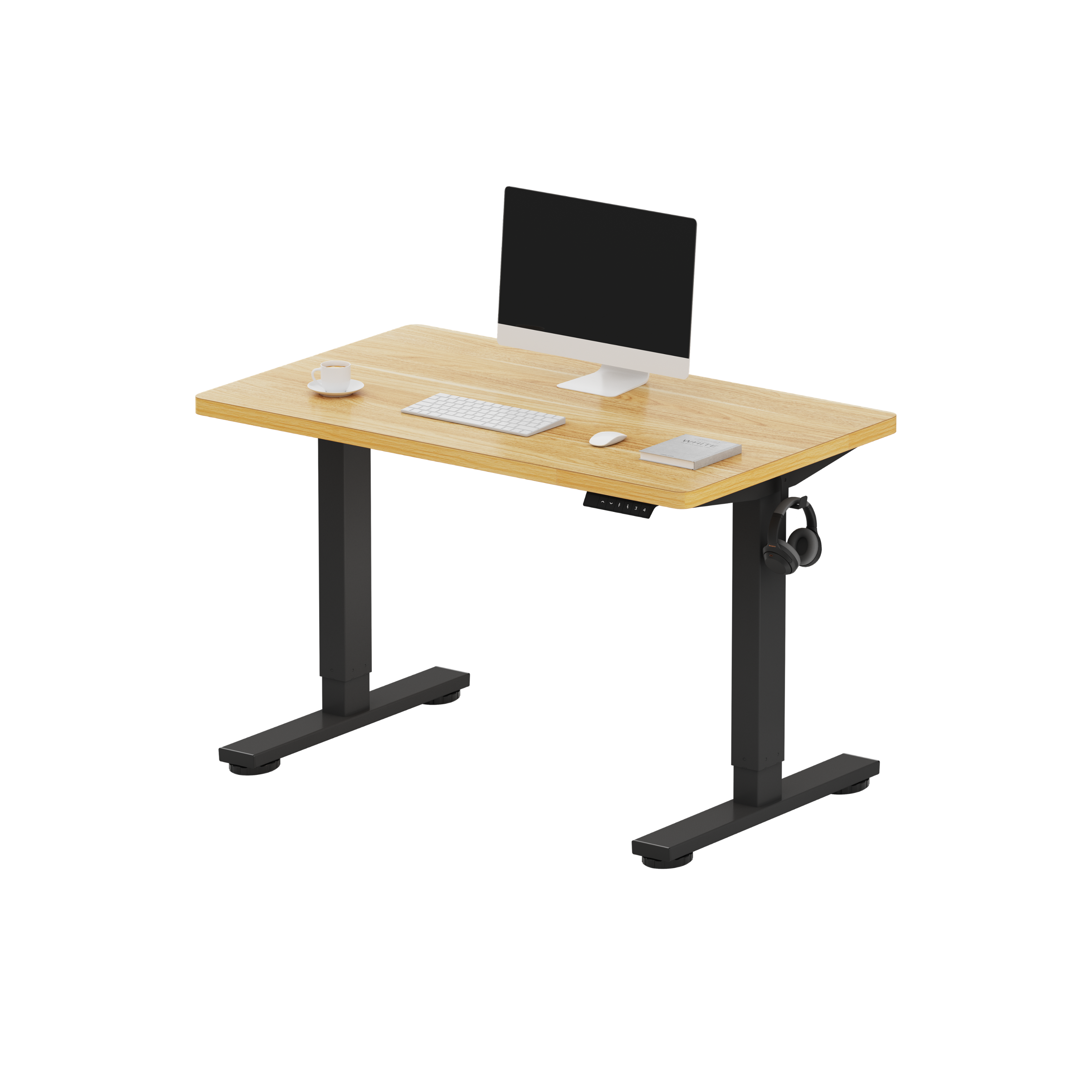 FlexiSpot - E2 40''W Electric Adjustable Standing Desk Chipboard, /Black - Maple