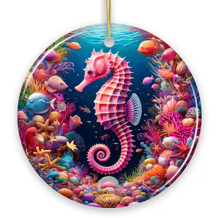 Front. OrnamentallyYou - Tropical Tide Treasure Radiant Seahorse Ornament Ocean-Themed Gift And Decor - Multi-colored.