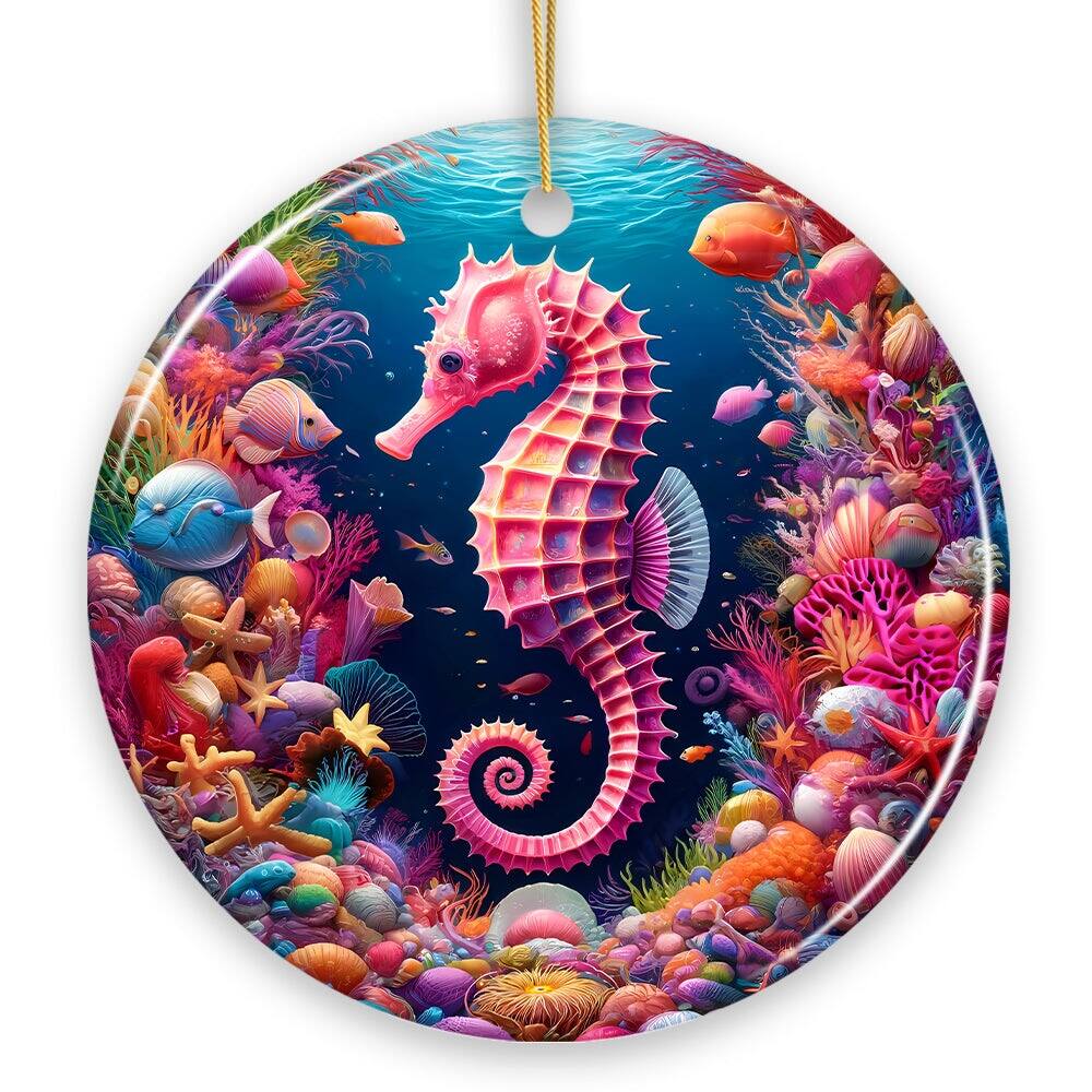 Front. OrnamentallyYou - Tropical Tide Treasure Radiant Seahorse Ornament Ocean-Themed Gift And Decor - Multi-colored.