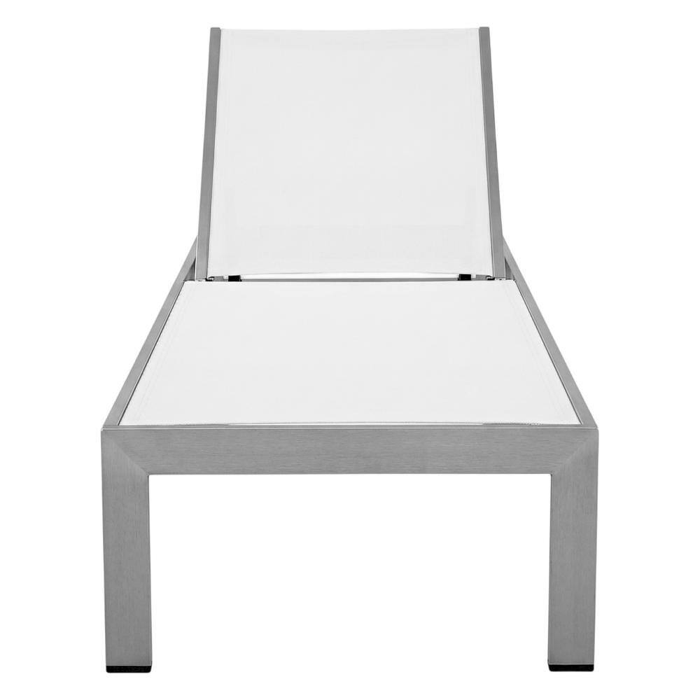 Back. Outdoor Escape - Aluminum Outdoor Patio Lounge Chair With Adjustable Backrest For Relaxation - White.