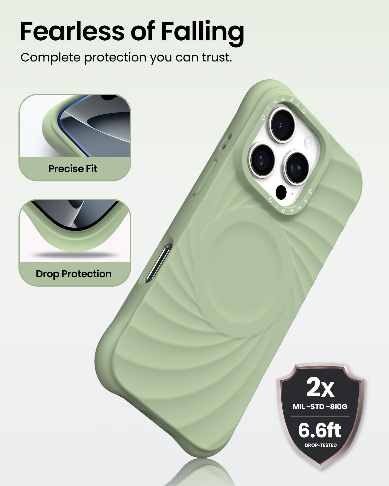 Fearless of Falling Complete protection you can trust. Precise Fit Drop Protection 2x MIL-STD-810G 6.6ft DROP-TESTED